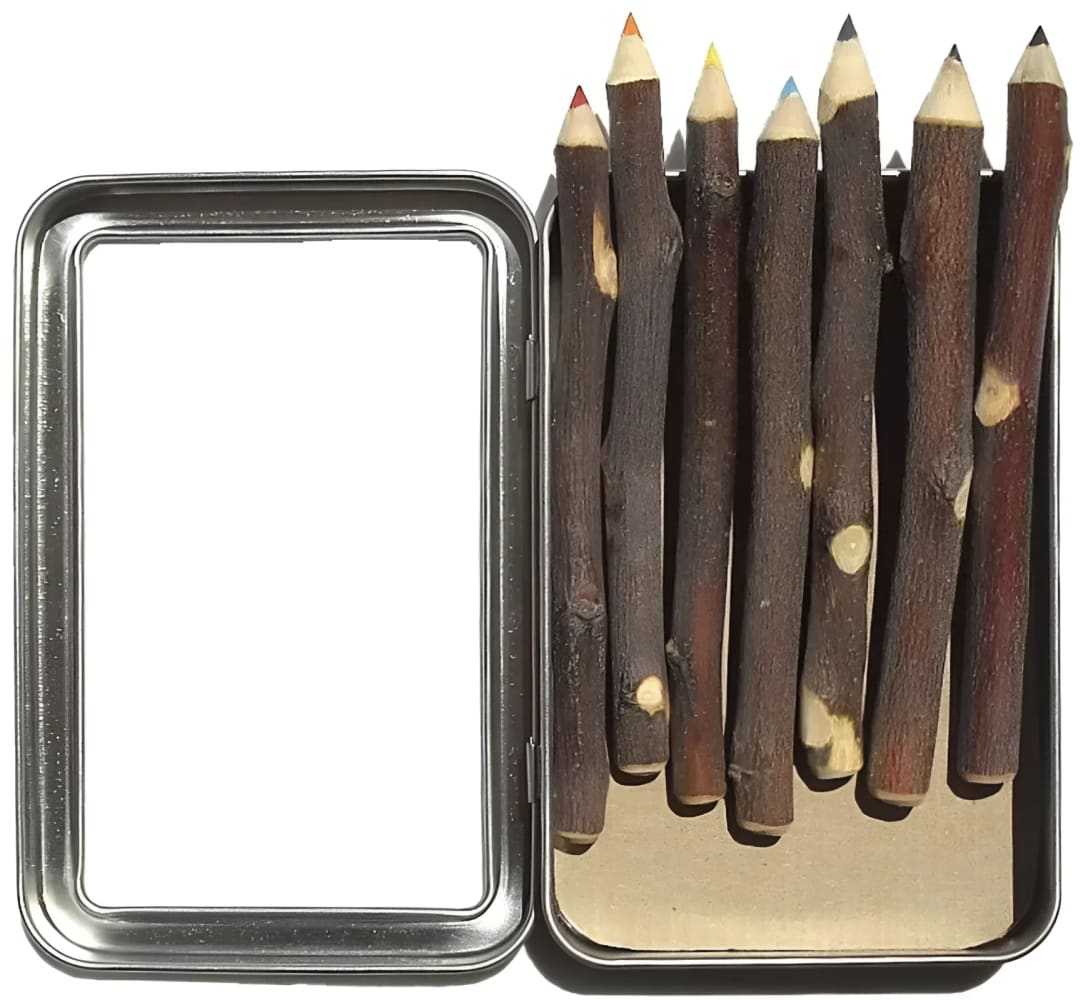 Apple Pencil: 7 Mixed Colors Twig Pencils in Classic Tin Box