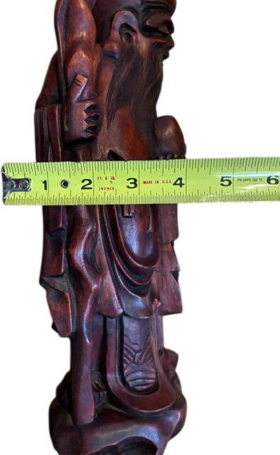 Magnificent OLD wood carving, Chinese deity, likely Shouxing