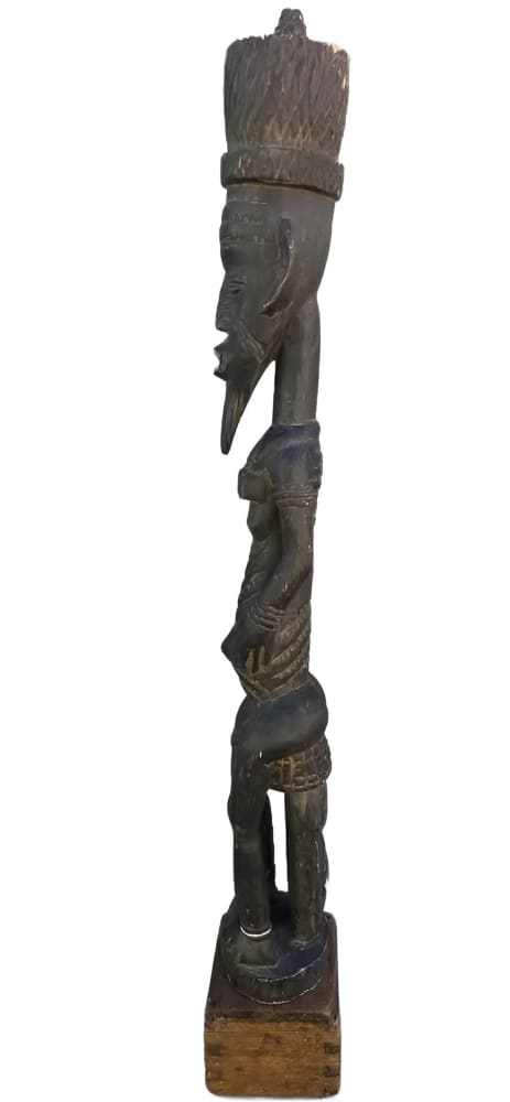 Baule Spirit Male: Antique Blolo Bian Wood Statue - Re - psychles Vintage Shop & Art Gallery