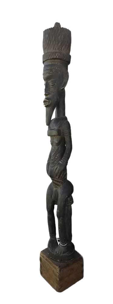 Baule Spirit Male: Antique Blolo Bian Wood Statue - Re - psychles Vintage Shop & Art Gallery