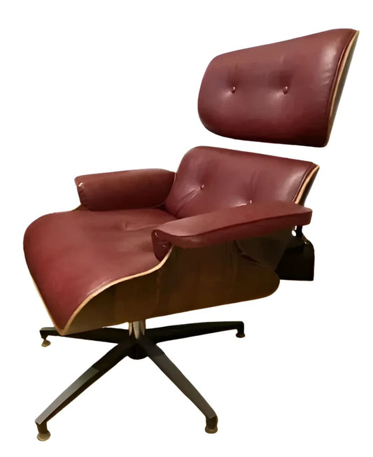 Mid-Century Bent-Plywood and Leather Lounge Chair Replica