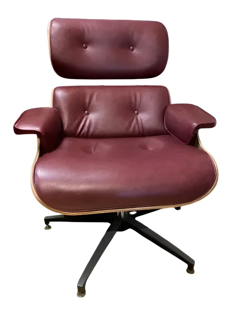 Mid-Century Bent-Plywood and Leather Lounge Chair Replica