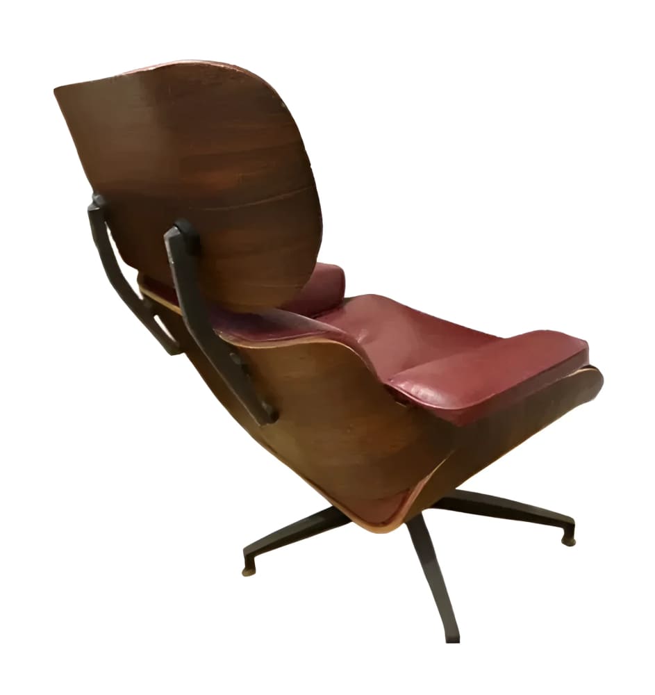 Mid-Century Bent-Plywood and Leather Lounge Chair Replica