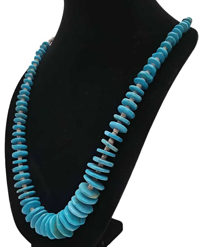 Navajo Turquoise Heishi Necklace by Santo Domingo - Re - psychles Vintage Shop & Art Gallery