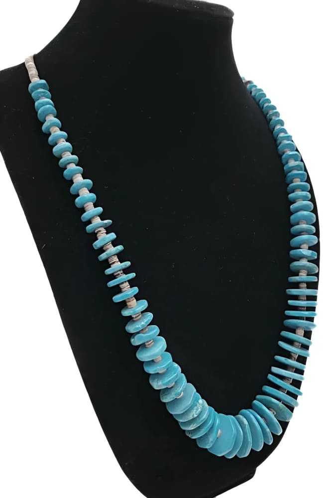 Navajo Turquoise Heishi Necklace by Santo Domingo - Re - psychles Vintage Shop & Art Gallery