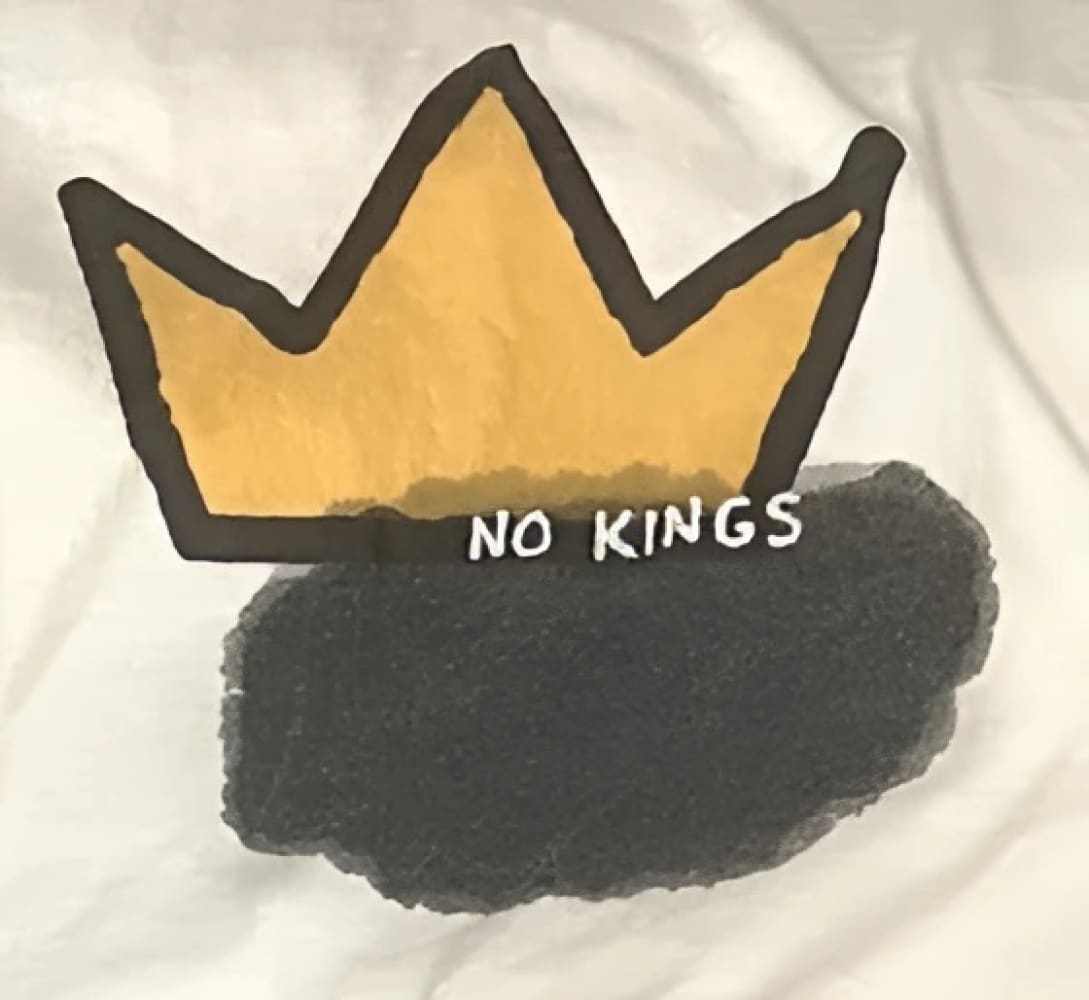No Kings - One - of - a - Kind Anti - Authoritarian Protest T-Shirt by h.m. Peavy - Re - psychles Vintage Shop & Art Gallery