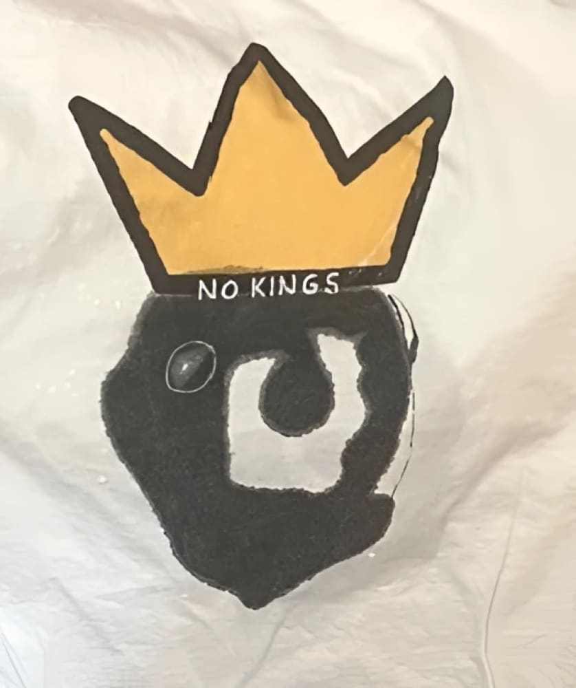 No Kings - One - of - a - Kind Anti - Authoritarian Protest T-Shirt by h.m. Peavy - Re - psychles Vintage Shop & Art Gallery
