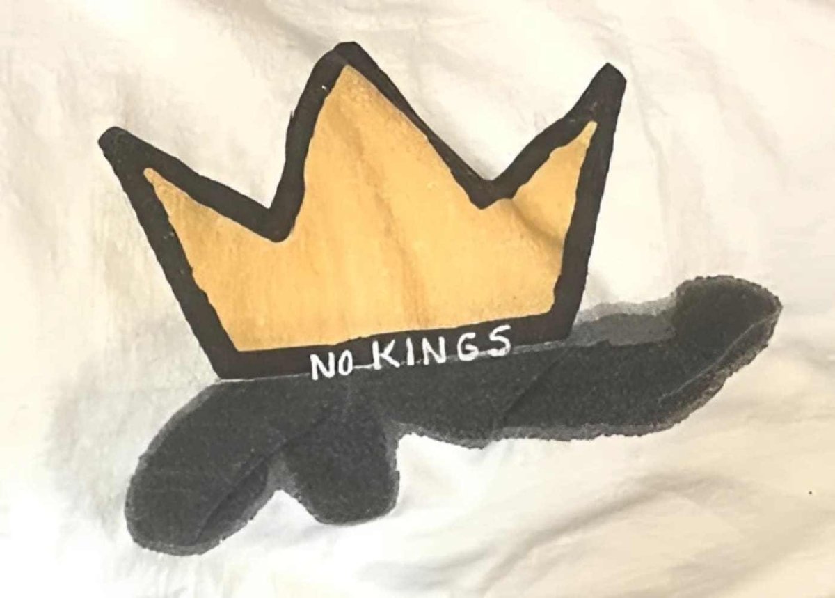 No Kings - One - of - a - Kind Anti - Authoritarian Protest T-Shirt by h.m. Peavy - Re - psychles Vintage Shop & Art Gallery