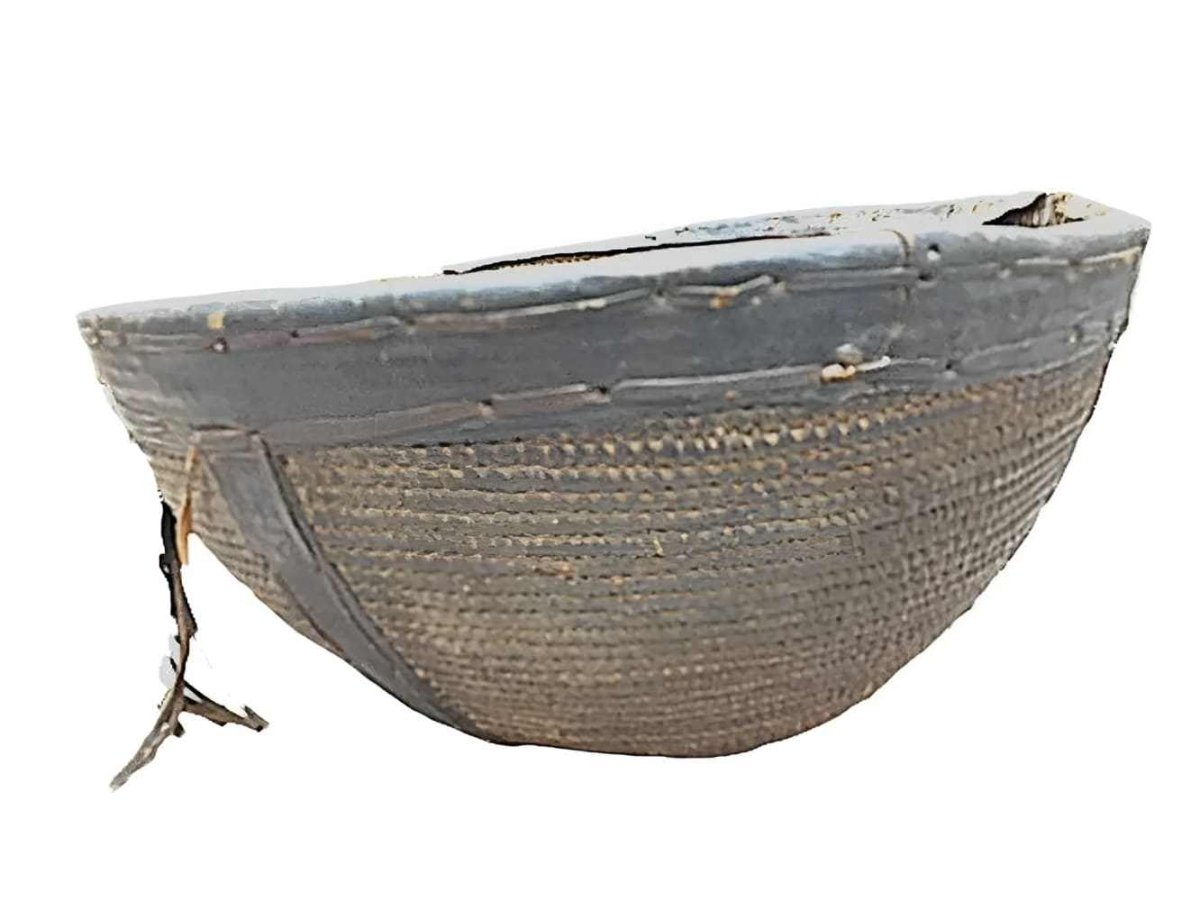 Nupe Coil & Leather Basket 1880s