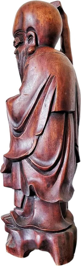 Magnificent OLD wood carving, Chinese deity, likely Shouxing