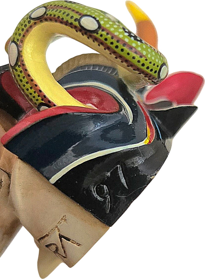 Skull and Snakes Miniature Wood Mask by Juan Horta