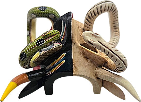 Skull and Snakes Miniature Wood Mask by Juan Horta