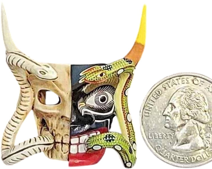 Skull and Snakes Miniature Wood Mask by Juan Horta