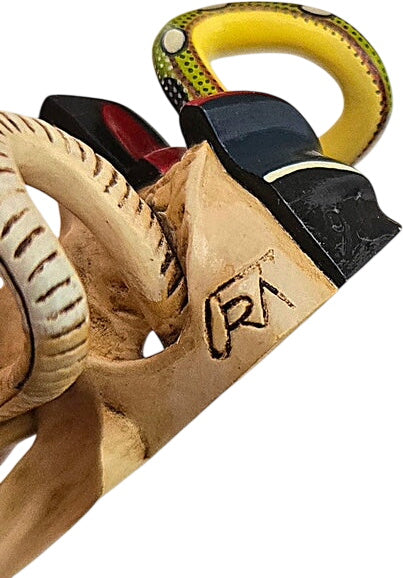 Skull and Snakes Miniature Wood Mask by Juan Horta