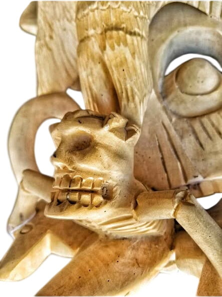 Surrealist Mexican Evil Mask From Michoacan Signed by Juan Horta