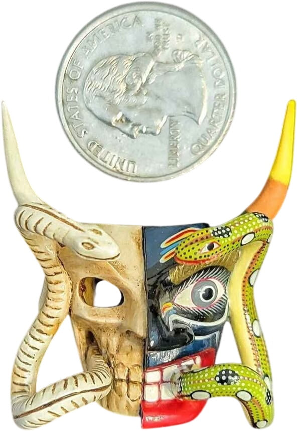 Skull and Snakes Miniature Wood Mask by Juan Horta