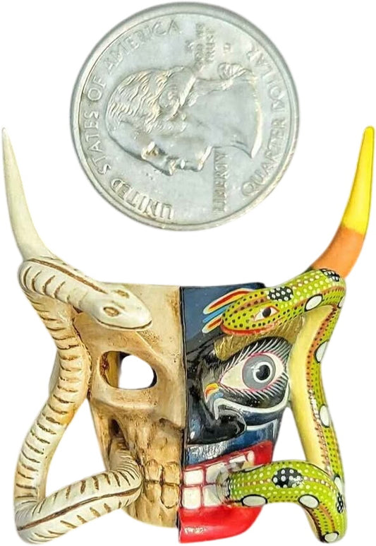 Skull and Snakes Miniature Wood Mask by Juan Horta