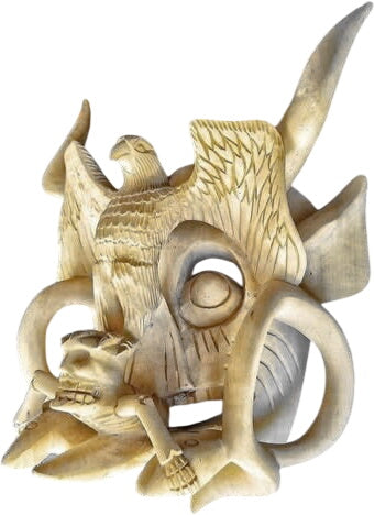 Surrealist Mexican Evil Mask From Michoacan Signed by Juan Horta