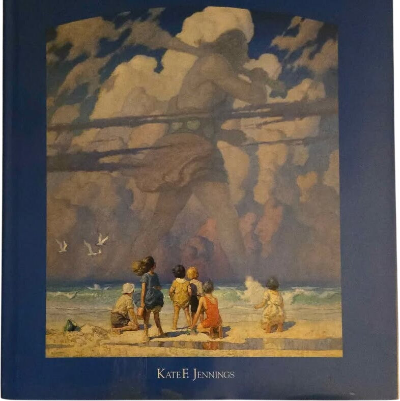 Book cover with a painting of children on a beach by Kate E. Jennings