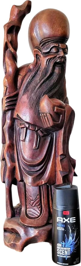 Magnificent OLD wood carving, Chinese deity, likely Shouxing