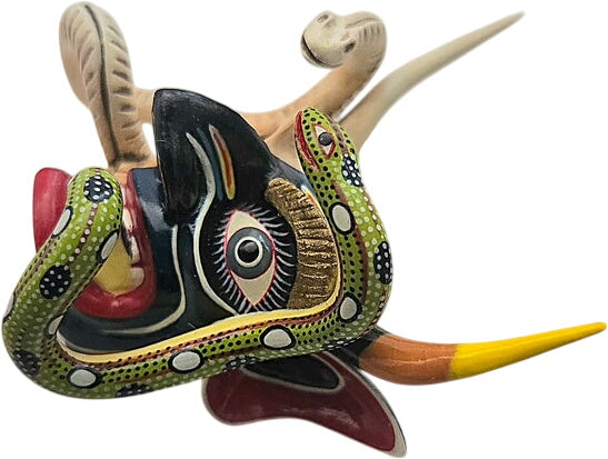 Skull and Snakes Miniature Wood Mask by Juan Horta