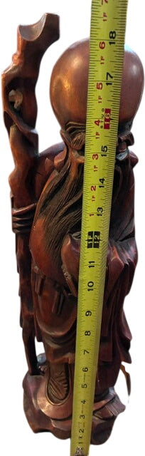 Magnificent OLD wood carving, Chinese deity, likely Shouxing