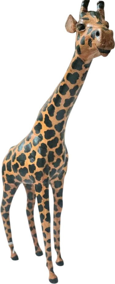 Plush giraffe toy on a white background